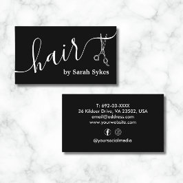 Custom Hair Stylist Scheren Script Barber Black Visitenkarte