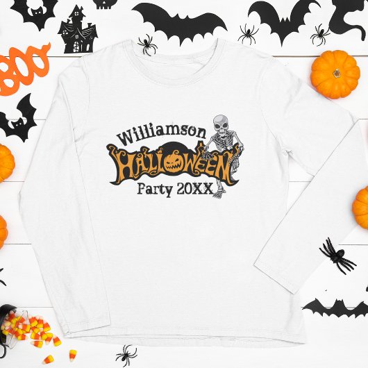 Custom Halloween Annual Party Skelett Long Sleeve T-Shirt