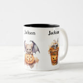 Custom Halloween Bat Pumpkin And  Zweifarbige Tasse (VorderseiteRechts)
