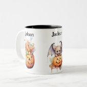 Custom Halloween Bat Pumpkin And  Zweifarbige Tasse (Vorderseite Links)