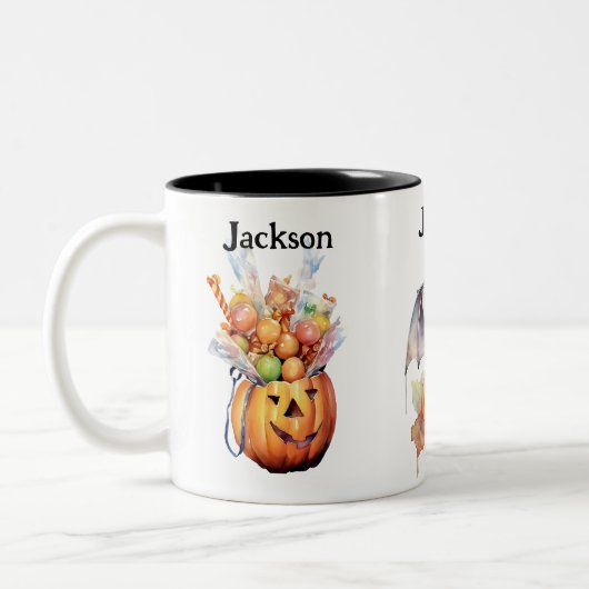 Custom Halloween Bat Pumpkin And  Zweifarbige Tasse (Links)