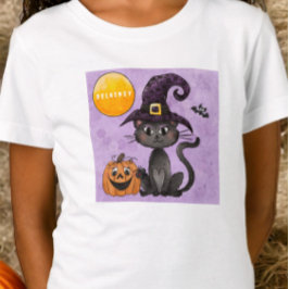 Custom Halloween Black Cat Pumpkin T-Shirt