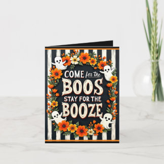Custom Halloween 'Boos & Booze' Ghost & Floral Einladung