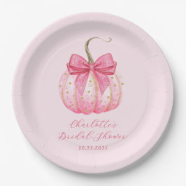 Custom Halloween Brautparty Pink Pumpkin Pappteller