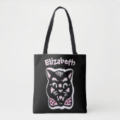 Custom Halloween Cat Dark n Pink Trick oder Trete Tasche (Vorderseite)