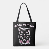 Custom Halloween Cat Dark n Pink Trick oder Trete Tasche (Rückseite)