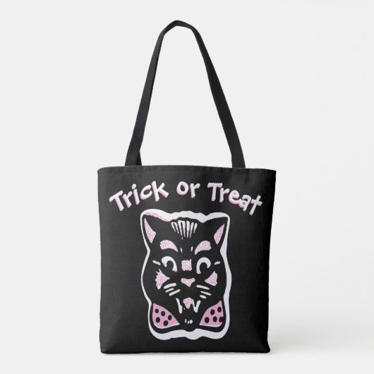 Custom Halloween Cat Dark n Pink Trick oder Trete Tasche (Rückseite)