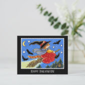 Custom Halloween Cat Hexenstift Postkarte (Stehend Vorderseite)