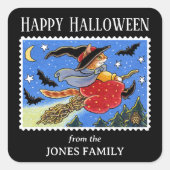 Custom Halloween Cat Hexenstift Quadratischer Aufkleber (Vorderseite)