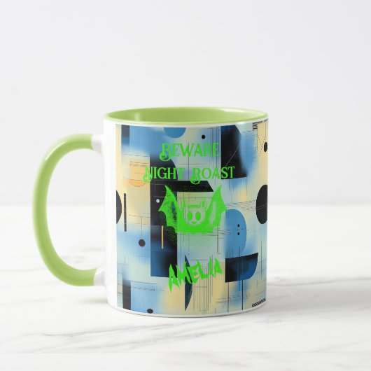 Custom Halloween - Electric Green Bat Night Roast Tasse (Links)