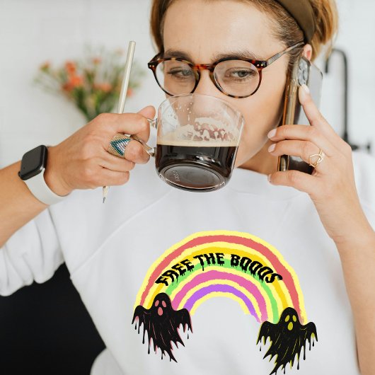 Custom Halloween "Free the Booos" Spooky Rainbow  Sweatshirt