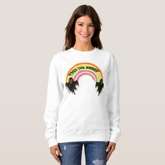 Custom Halloween "Free the Booos" Spooky Rainbow  Sweatshirt (Vorne ganz)
