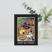 Custom Halloween Hexe Black Cat Maus Postkarte (Stehend Vorderseite)