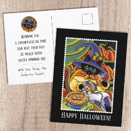 Custom Halloween Hexe Black Cat Maus Postkarte