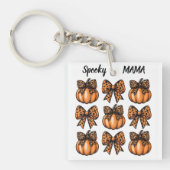 Custom Halloween Leopart Bow Pumpkin Coquette Schlüsselanhänger (Vorderseite)