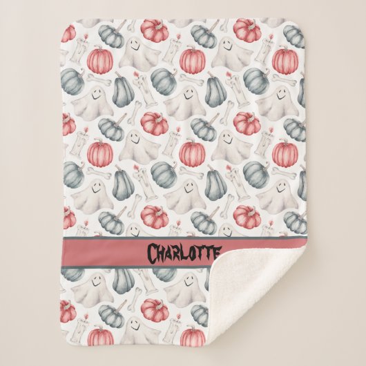 Custom Halloween Niedlich Ghost Bone Candle Pumpki Sherpadecke (Vorderseite)