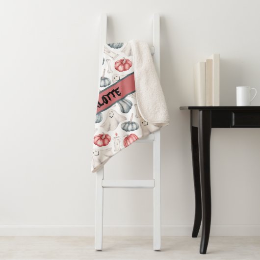 Custom Halloween Niedlich Ghost Bone Candle Pumpki Sherpadecke (Beispiel)