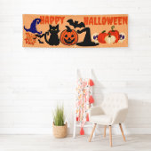 Custom Halloween-Party Banner, Black Cat Pumpkin Banner (Insitu)