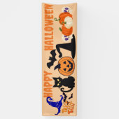 Custom Halloween-Party Banner, Black Cat Pumpkin Banner (Vertikal)