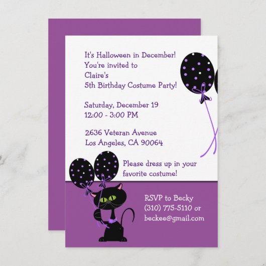 Custom Halloween Party Einladung (Vorne/Hinten)