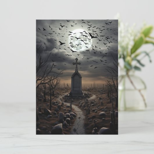 Custom Halloween-Party Gothic Friedhof Friedhof Einladung (Stehend Vorderseite)