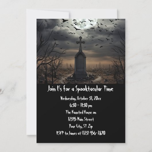 Custom Halloween-Party Gothic Friedhof Friedhof Einladung (Rückseite)