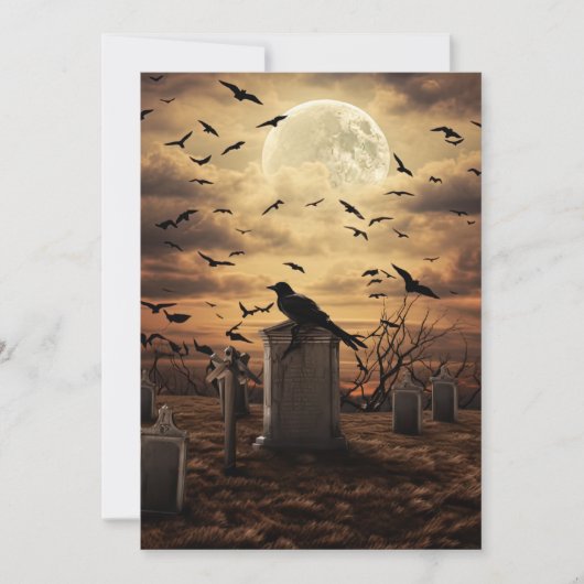 Custom Halloween-Party Gothic Raven Graveyard Einladung (Vorderseite)