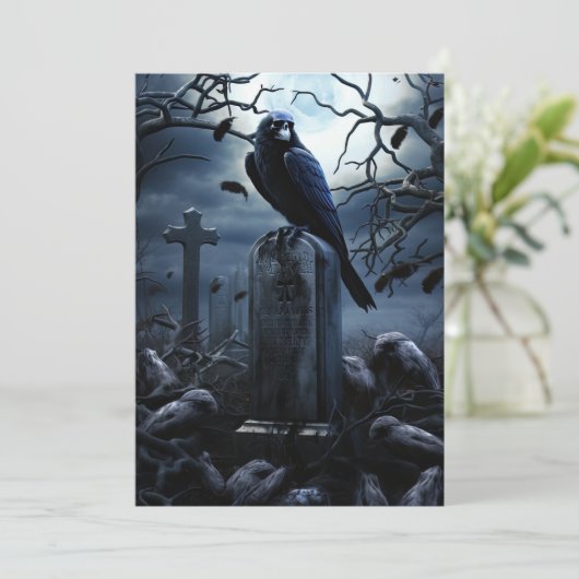 Custom Halloween-Party Gothic Raven Graveyard Einladung (Stehend Vorderseite)