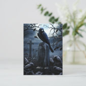 Custom Halloween-Party Gothic Raven Graveyard Postkarte (Stehend Vorderseite)