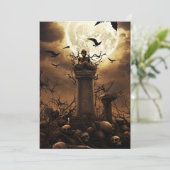 Custom Halloween-Party Gothic Skelett Friedhof Einladung (Stehend Vorderseite)