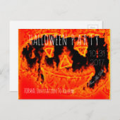 Custom Halloween-Party Save the Date Pumpkin Feuer Ankündigungspostkarte (Vorne/Hinten)