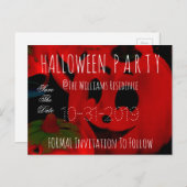 Custom Halloween-Party Save the Date Pumpkins Ankündigungspostkarte (Vorne/Hinten)