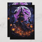 Custom Halloween-Party Skeletton Spuk House Einladung (Vorne/Hinten)