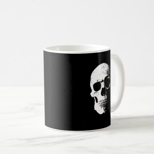 Custom Halloween-Party Skull Black & White Pop Kun Kaffeetasse (VorderseiteRechts)