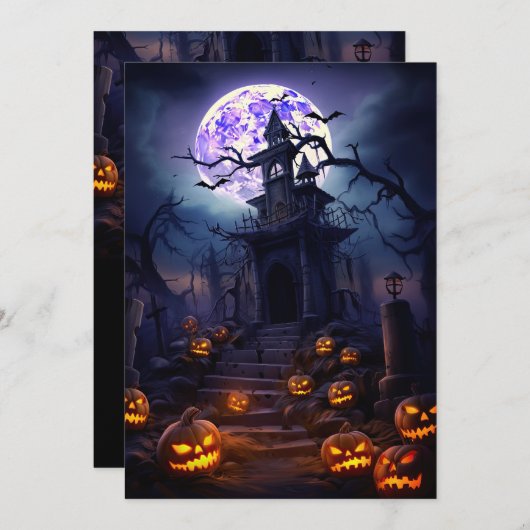 Custom Halloween-Party Spooky Spuk House Einladung (Vorne/Hinten)
