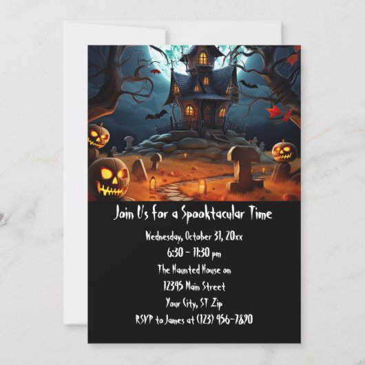 Custom Halloween-Party Spooky Spuk House Einladung (Rückseite)