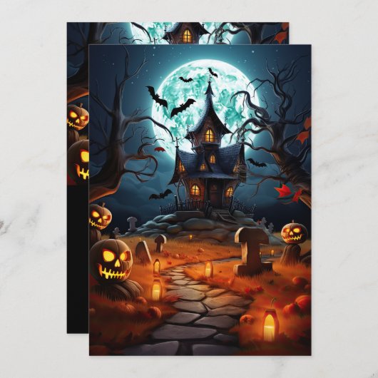 Custom Halloween-Party Spooky Spuk House Einladung (Vorne/Hinten)