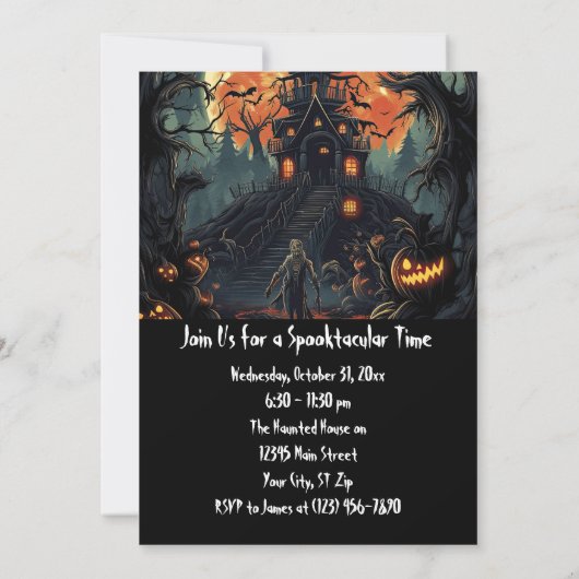 Custom Halloween-Party Zombie Spuk House Einladung (Rückseite)