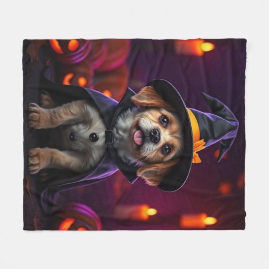 Custom Halloween Pet Blanket | Spooky & Cute Gift Fleecedecke (Vorderseite (Horizontal))