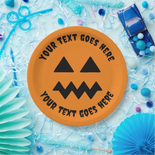 Custom Halloween Pumpkin Orange Paper Plate - Text Pappteller (Party)