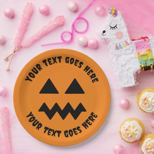 Custom Halloween Pumpkin Orange Paper Plate - Text Pappteller (Party)