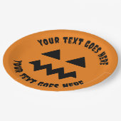 Custom Halloween Pumpkin Orange Paper Plate - Text Pappteller (Schrägansicht)