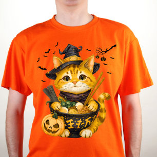 Custom Halloween Ramen Tabby Cat Matching T-Shirt