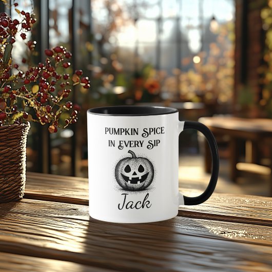 Custom Halloween - Schwarz-Weiß-Pumpkin-Design Tasse