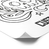 Custom Halloween Skull & Pumpkin Coloring Page Poster (Ecke)