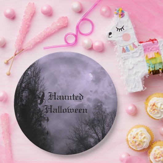 Custom Halloween Sky mit Ravens Lila Nebelplatte Pappteller (Party)
