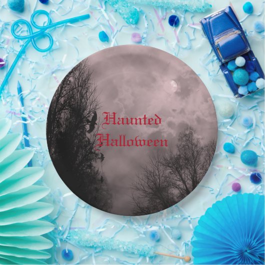 Custom Halloween Sky mit Ravens Red Mist Plate Pappteller (Party)