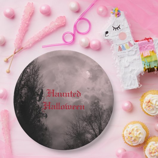 Custom Halloween Sky mit Ravens Red Mist Plate Pappteller (Party)