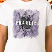 Custom Halloween Spooky Black Spider im Web T-Shirt
