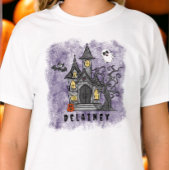 Custom Halloween Spooky Niedliches Spuk Haus Lila T-Shirt